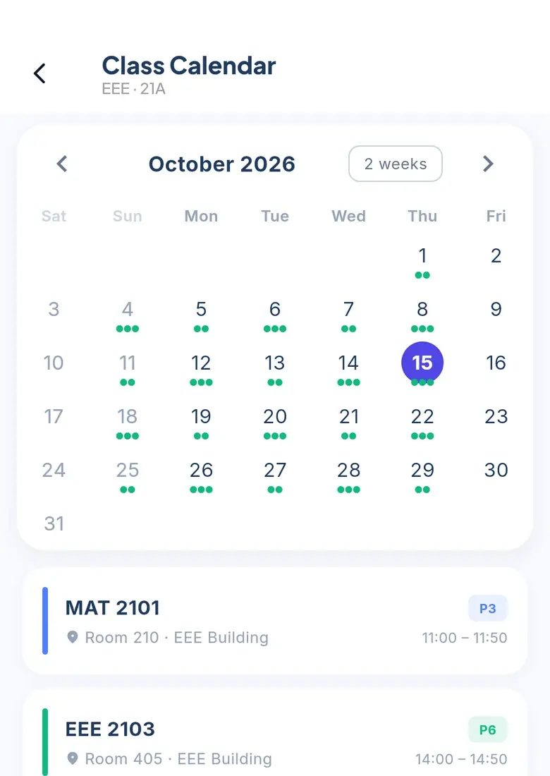 The section routine in the app